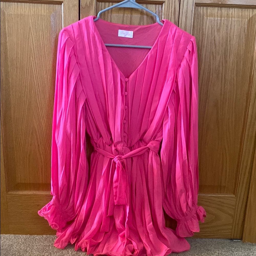 Vibrant Pink Pleated romper